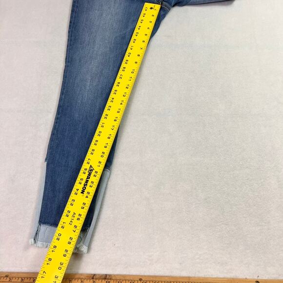 Pilcro and the Letterpress Jeans Womens 32 Blue Script Two Tone Step Raw Hem - Picture 6 of 12